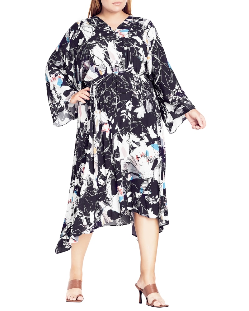 Front of a model wearing a size XS Vera Floral Prize Dress in Black / White by Refinity. | dia_product_style_image_id:233578